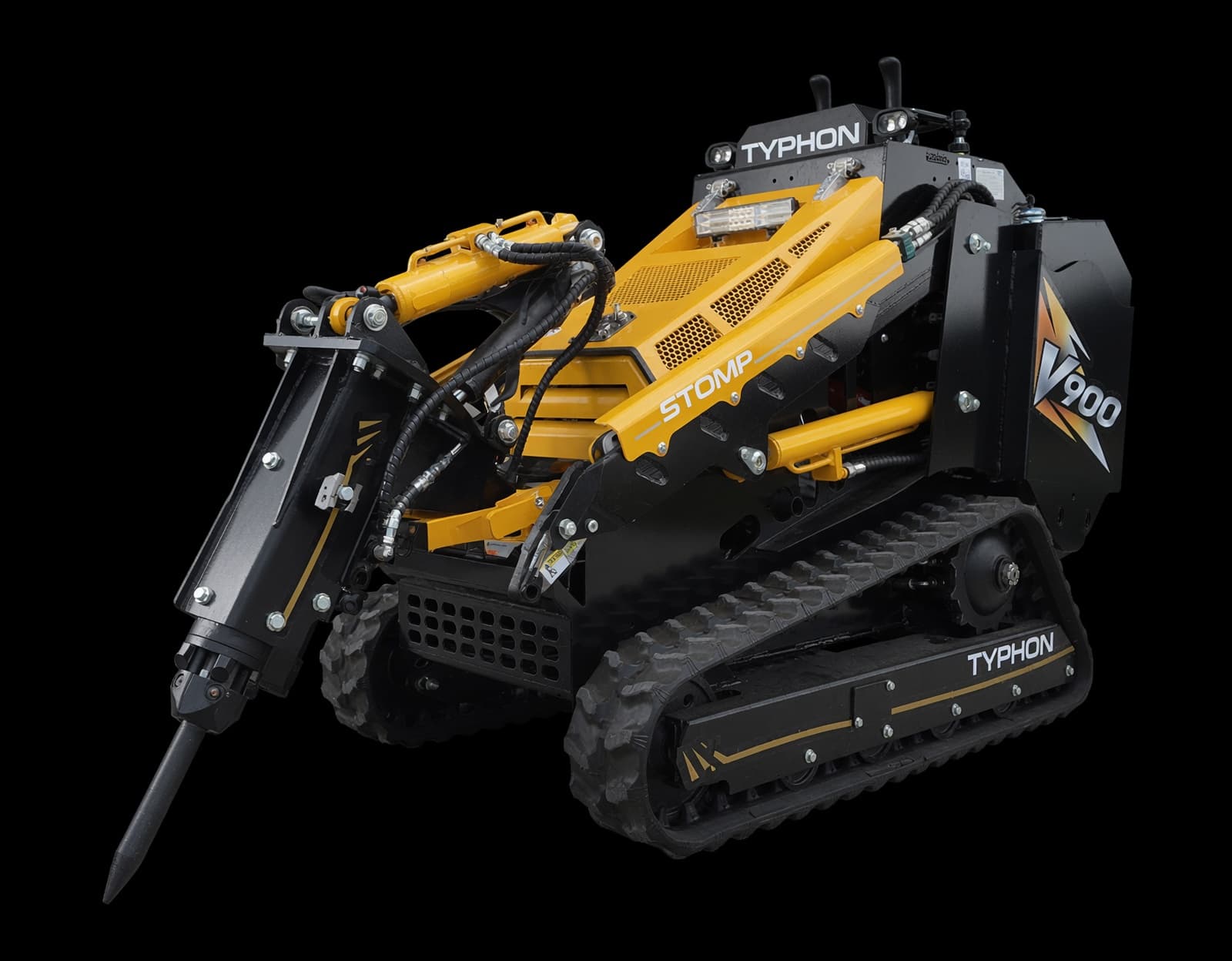 TYPHON STOMP V900 with hydraulic hammer breaker attachment